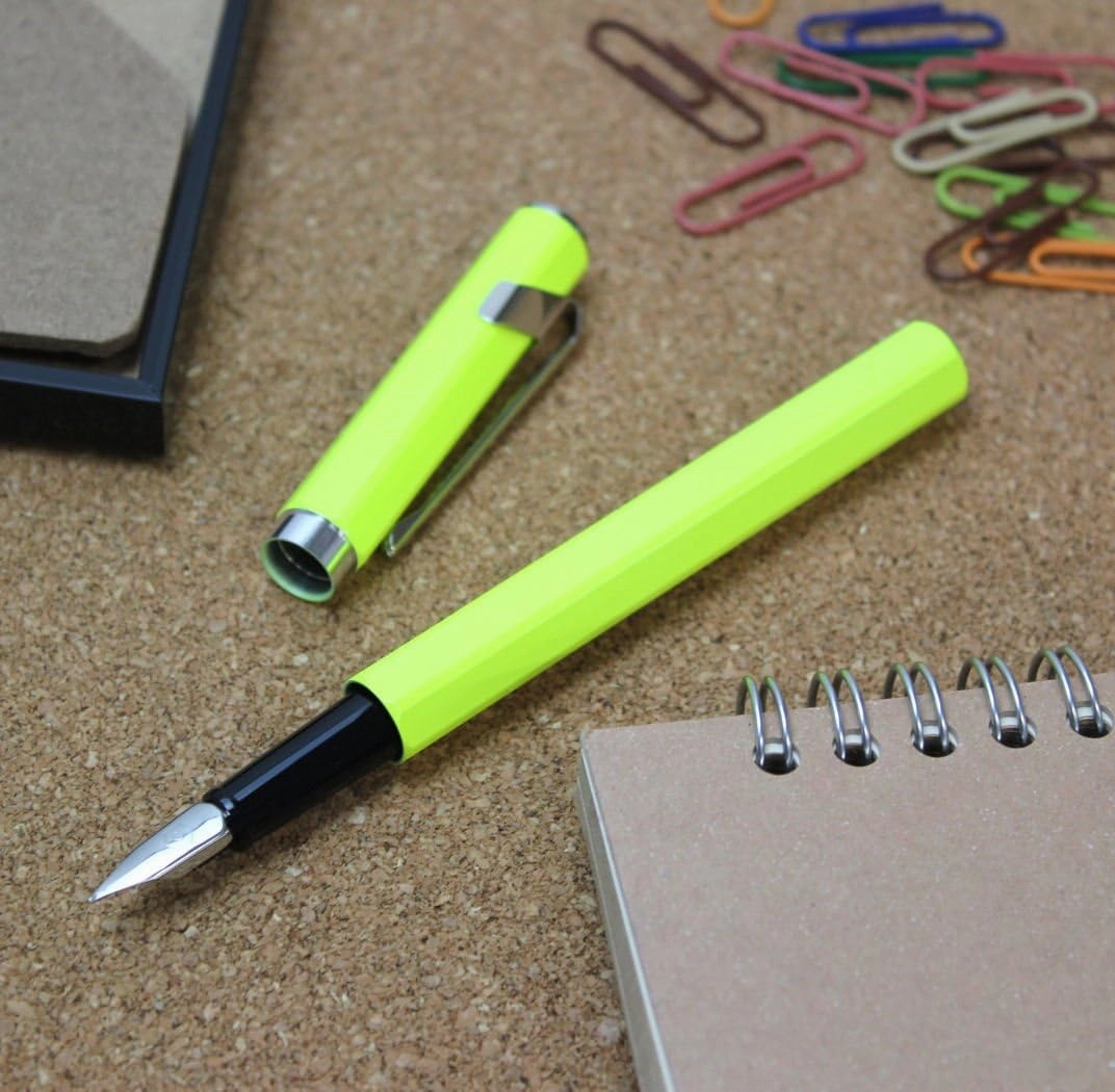 Caran d'Ache Fountain Pen, F, Fine Point, 849 0841-470, Fluorescent Yellow, Dual Use, Genuine Imported