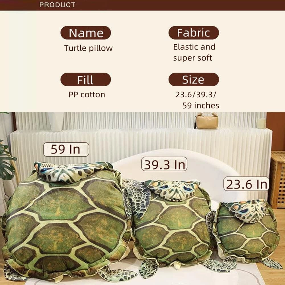 CARTBAE Creative Wearable Turtle Shell Pillows Soft and Breathable Plush Toy Party Cosplay Stuffed Animal, 39.3 inches