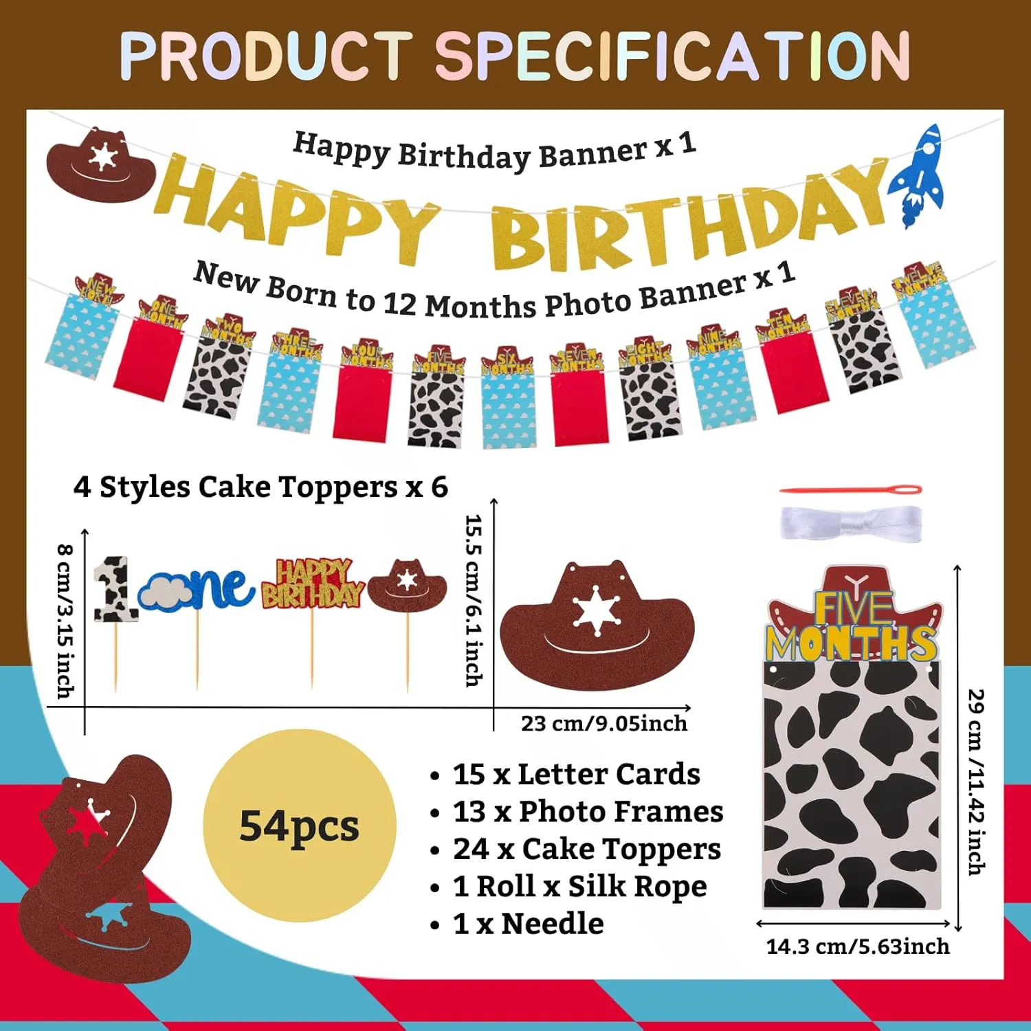 Cartoon Toy Photo Banners Set from New Born to 12 Months Inspired Toy First Birthday Party Decorations Monthly Milestone Photo Banners for Baby Shower with 24pcs Cake Toppers