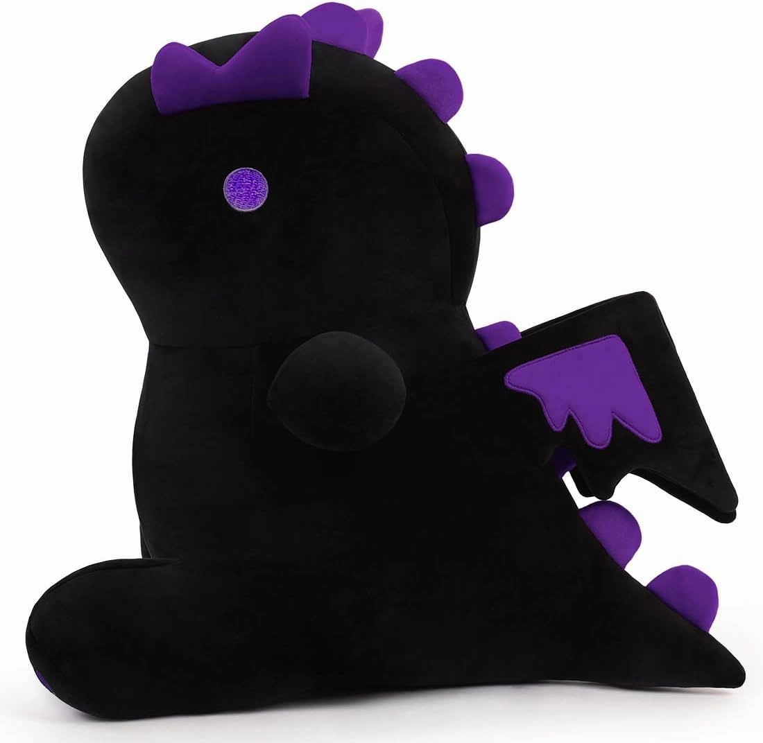 Cartoon Funny Plush Dinosaur, Soft Kids Plush Toy Pillow, Stuffed Animals Dinosaur Toy Gift for Kids and Girls (Black&Purple,15.7in/40cm)