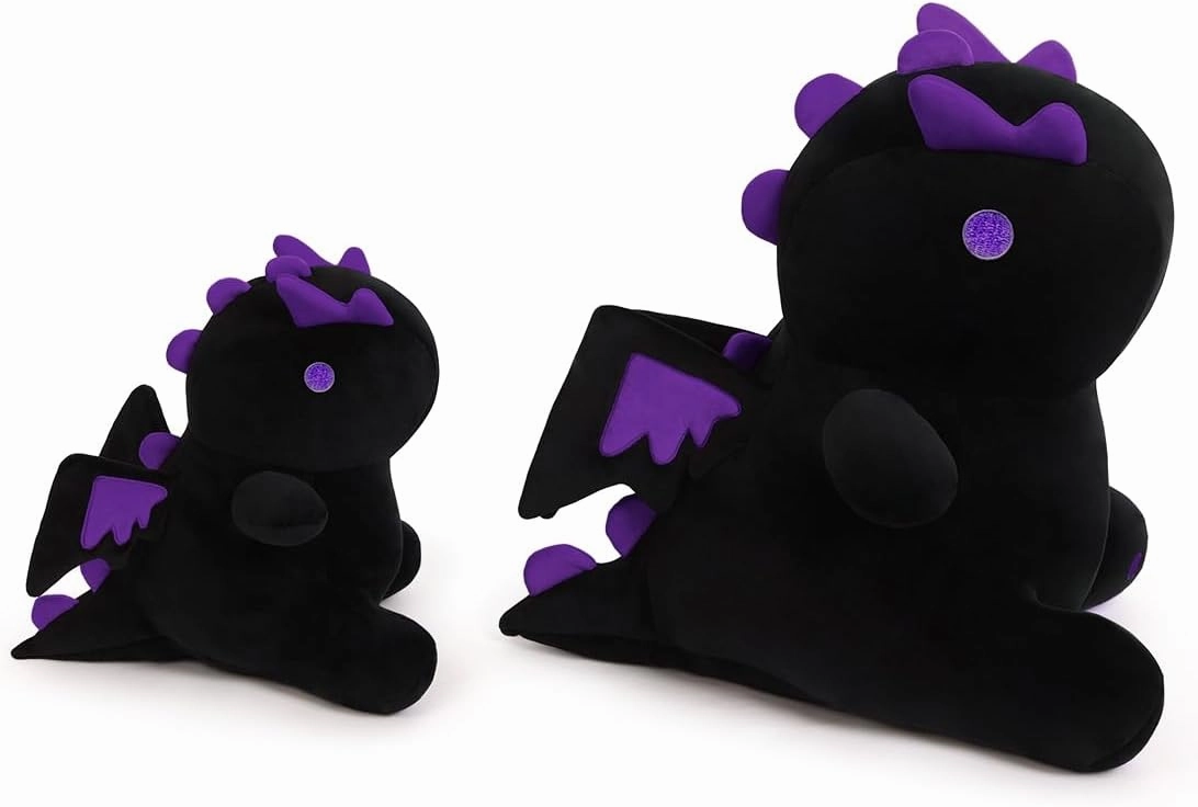 Cartoon Funny Plush Dinosaur, Soft Kids Plush Toy Pillow, Stuffed Animals Dinosaur Toy Gift for Kids and Girls (Black&Purple,15.7in/40cm)