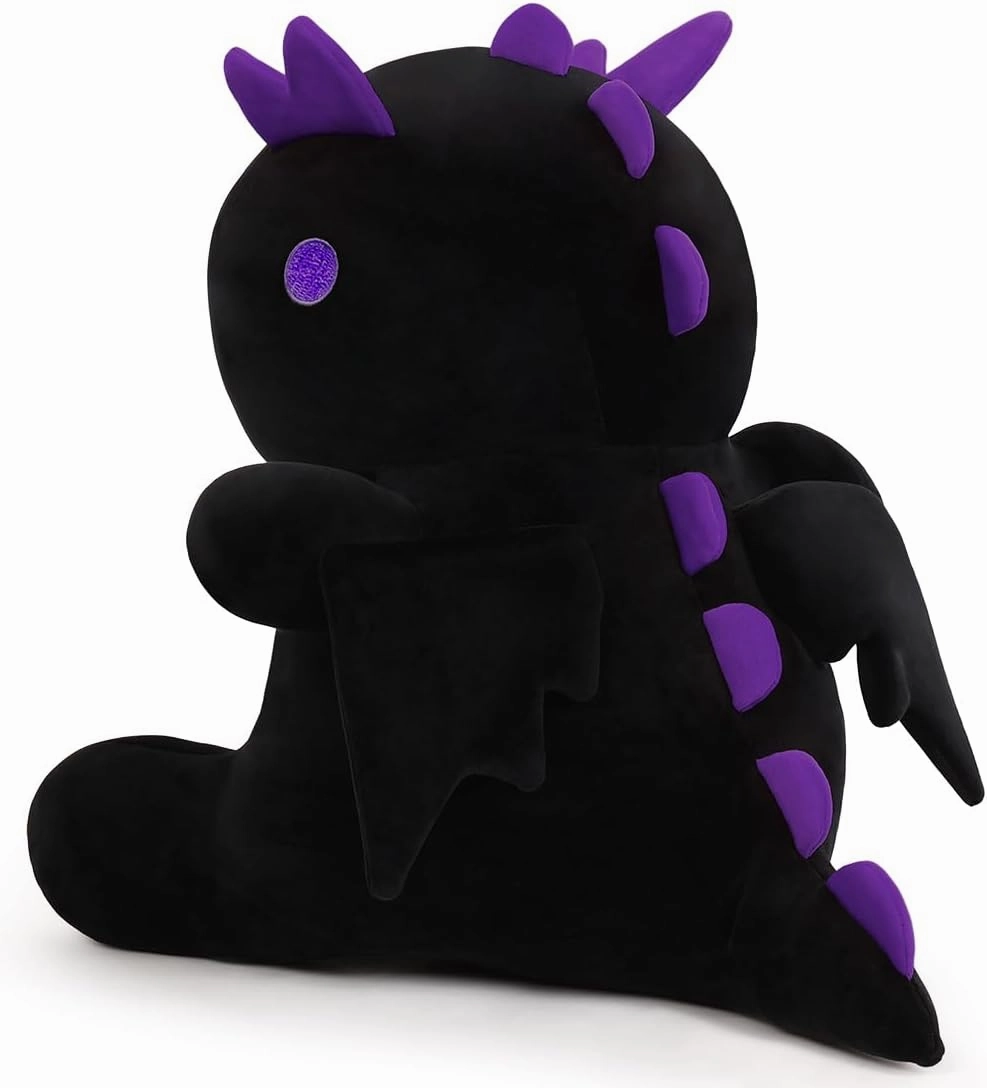 Cartoon Funny Plush Dinosaur, Soft Kids Plush Toy Pillow, Stuffed Animals Dinosaur Toy Gift for Kids and Girls (Black&Purple,15.7in/40cm)