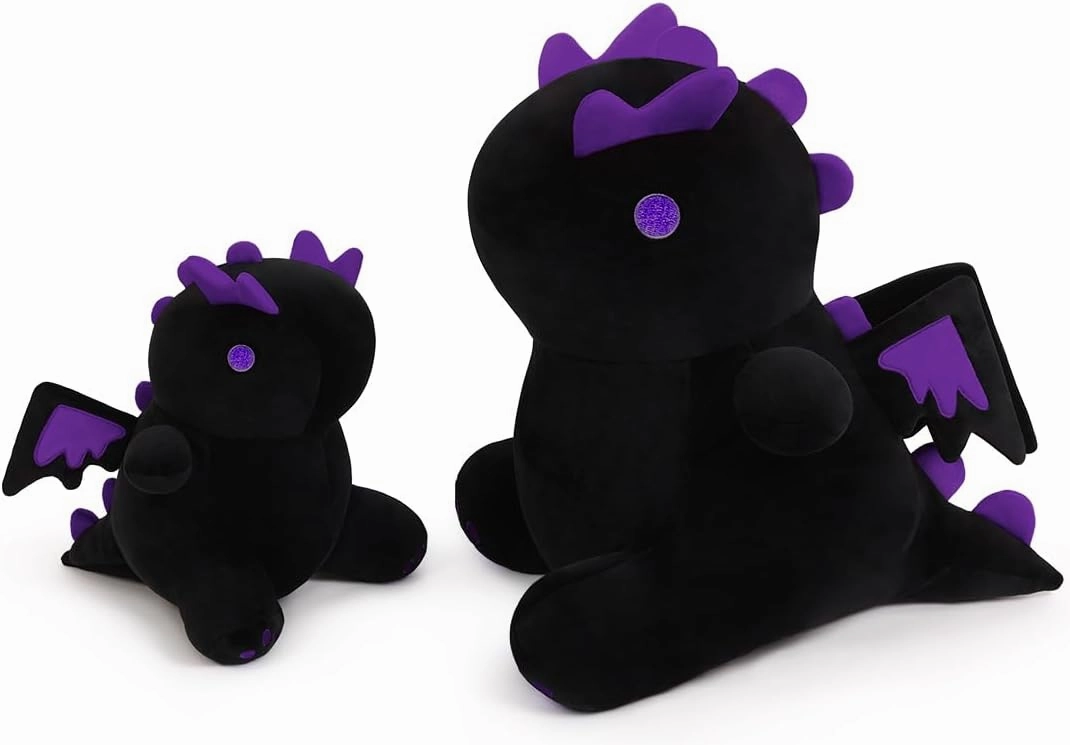 Cartoon Funny Plush Dinosaur, Soft Kids Plush Toy Pillow, Stuffed Animals Dinosaur Toy Gift for Kids and Girls (Black&Purple,15.7in/40cm)