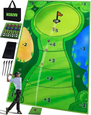 Casual Golf Game Set - Includes Golf Game Mat, 16 Golf Balls, 4 Stakes Available for Outdoor Use, Golf Chipping Mat, Carrying Bag-Mini Golf Course, Golf Training Aid Equipment for Indoor Outdoor Game