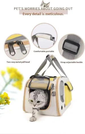 Cat Backpack Expandable pet Backpack for Small Cats and Dogs, Foldable Dog Backpack, Perfect for Traveling, Hiking, Camping, Outdoors (Yellow)