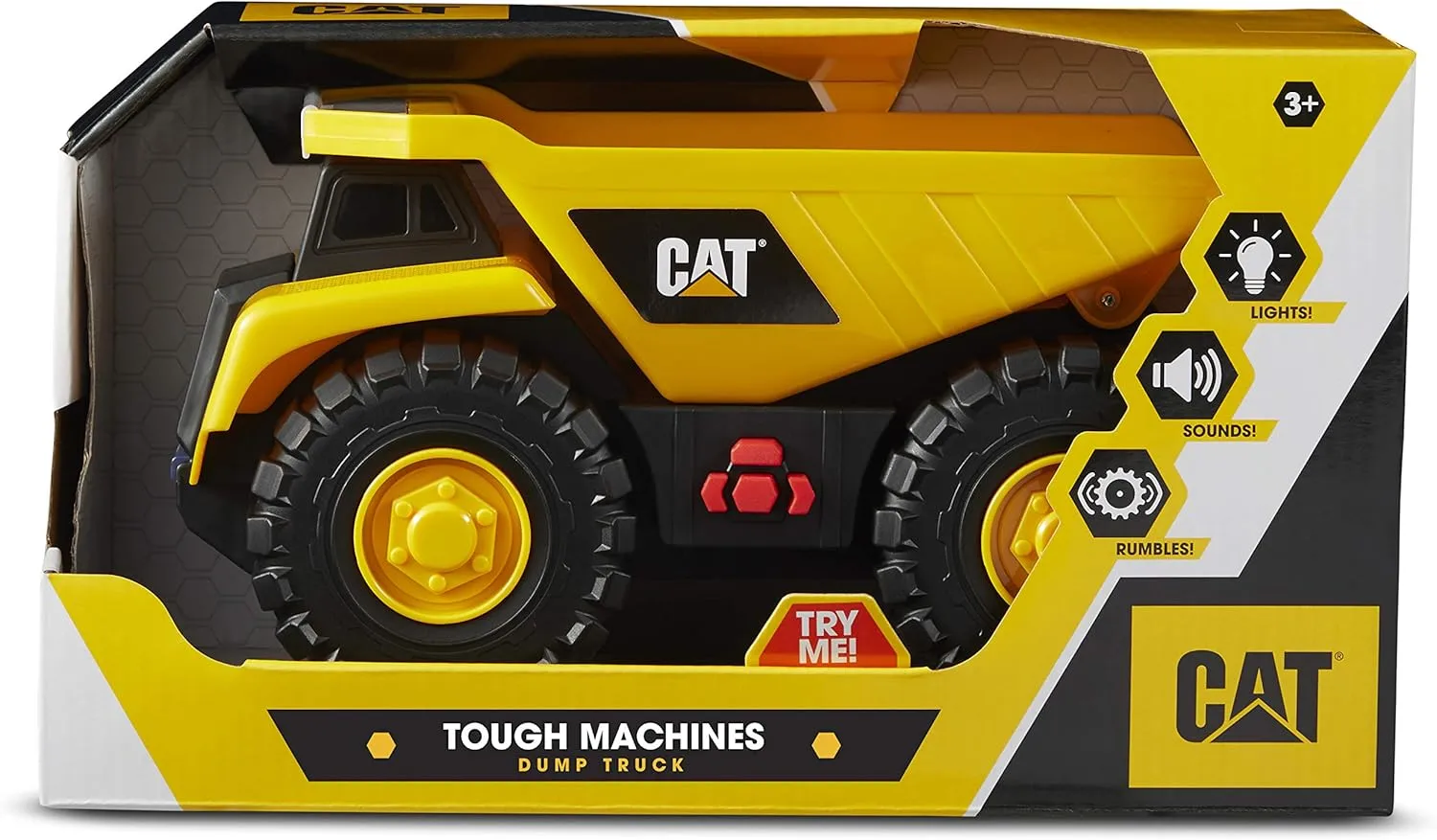 CAT Construction Toys, Cat Construction Tough Machines Toy Dump Truck, 10" w/Realistic Lights & Sounds, Rumbling Action, Movable Parts & Sturdy Plastic Construction