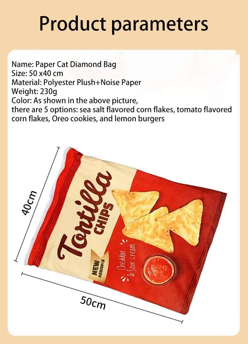 Cat Play Tunnel Toy Bed Cat Crinkle Bag Collapsible Tunnel Crinkle Sack Bag Indoor Interactive Toys with Crumpled Paper Folding Ring Paper Self High Fun (Tomato and Corn Flakes)