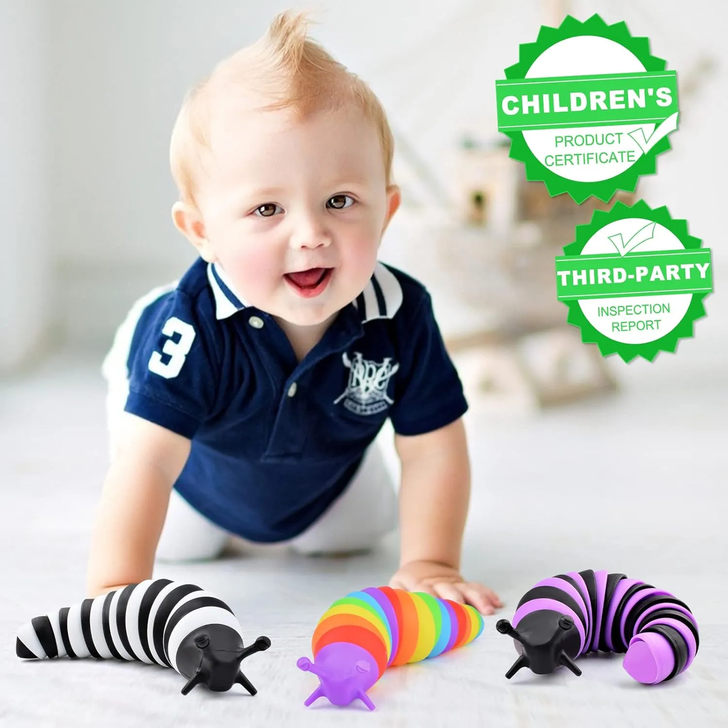 Cevioce Fidget Slug Toy, Sensory Slug Fidget Toy for Kids & Adults, 3Pcs Cute Autism Sensory Toys for Autistic Children, Kids Easter Basket Stuffers Gifts for Toddler Girls Boys Stress Relief Toy