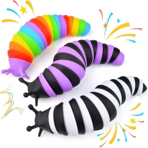 Cevioce Fidget Slug Toy, Sensory Slug Fidget Toy for Kids & Adults, 3Pcs Cute Autism Sensory Toys for Autistic Children, Kids Easter Basket Stuffers Gifts for Toddler Girls Boys Stress Relief Toy