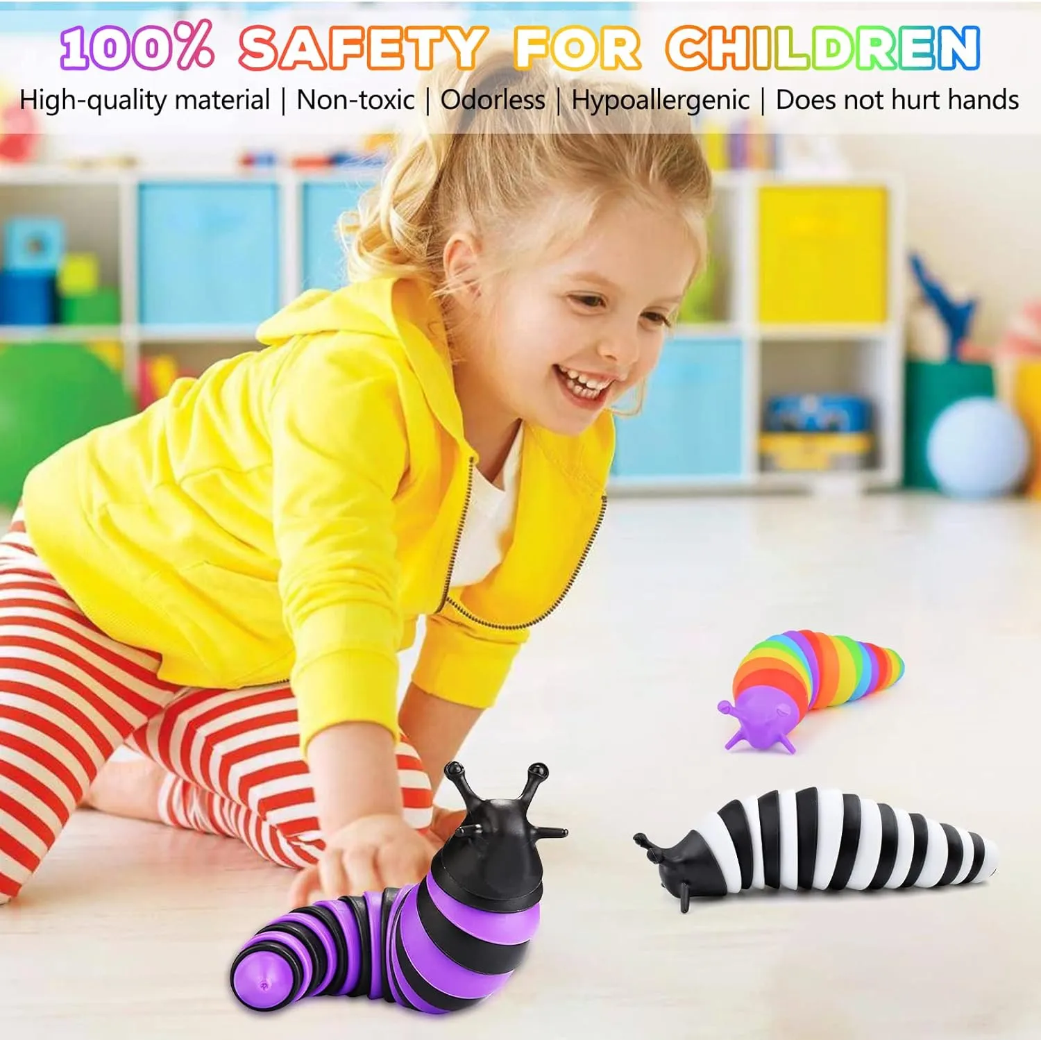 Cevioce Fidget Slug Toy, Sensory Slug Fidget Toy for Kids & Adults, 3Pcs Cute Autism Sensory Toys for Autistic Children, Kids Easter Basket Stuffers Gifts for Toddler Girls Boys Stress Relief Toy