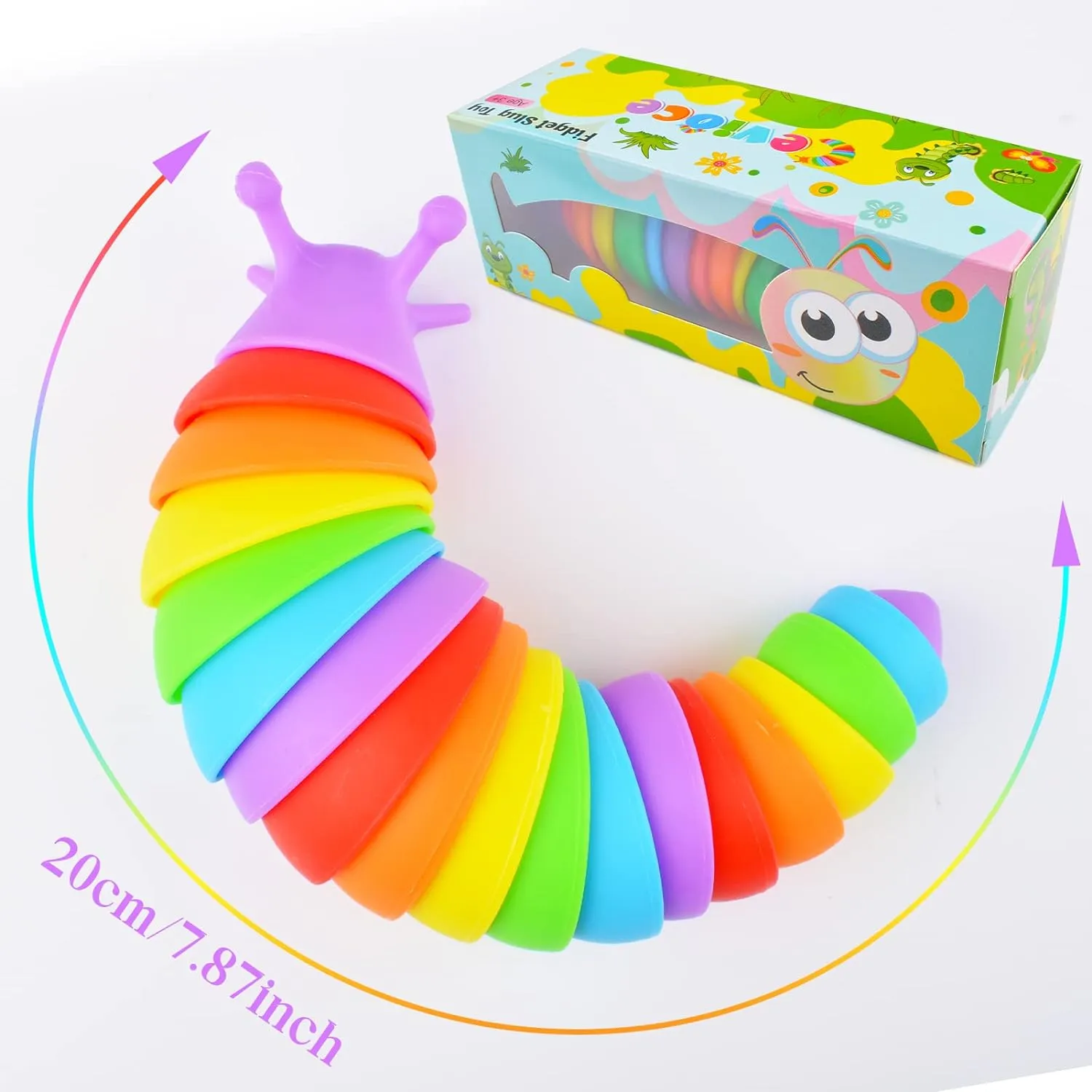 Cevioce Fidget Slug Toy, Sensory Slug Fidget Toy for Kids & Adults, 3Pcs Cute Autism Sensory Toys for Autistic Children, Kids Easter Basket Stuffers Gifts for Toddler Girls Boys Stress Relief Toy
