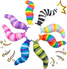 Cevioce 8 PCS Fidget Toys Slug for Adults Anxiety Sensory Toys for Party Favors Toddler Fidget Toys Age 3-4 ADHD Autism Toys for Anxiety Stress Easter Basket Stuffers Gifts for Boys Girls