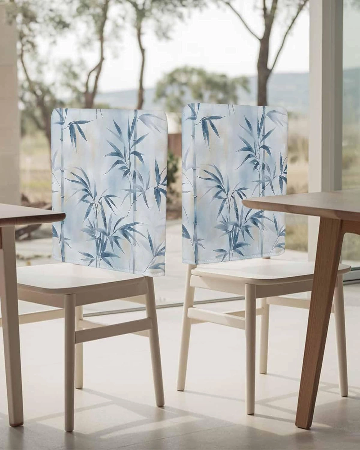 Chair Covers Set of 8 Leaf Plant Hand-Painted Chair Back Covers Stretch Removable Washable Slipcovers Seat Protector for Dining Room Kitchen Party Decor