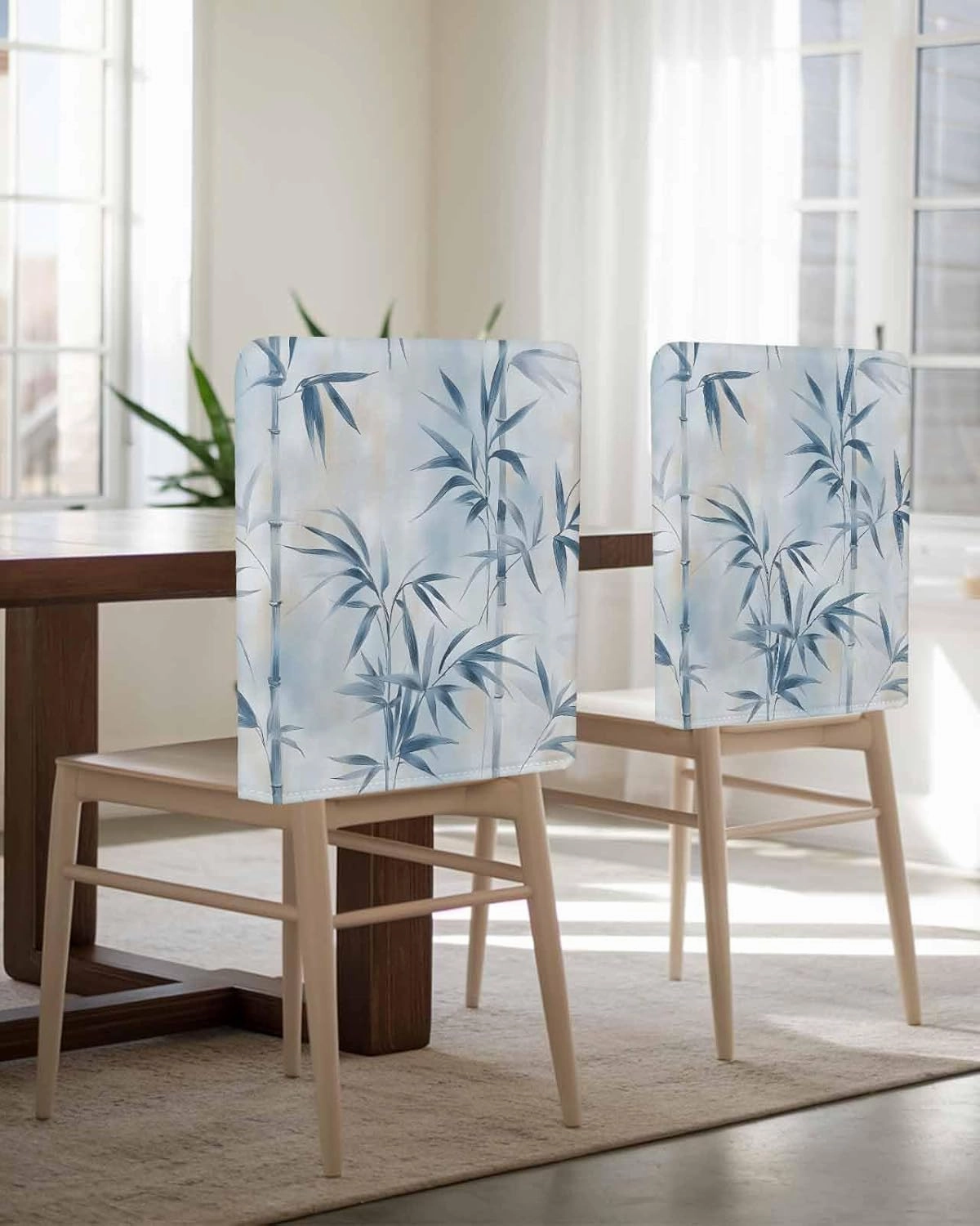 Chair Covers Set of 8 Leaf Plant Hand-Painted Chair Back Covers Stretch Removable Washable Slipcovers Seat Protector for Dining Room Kitchen Party Decor