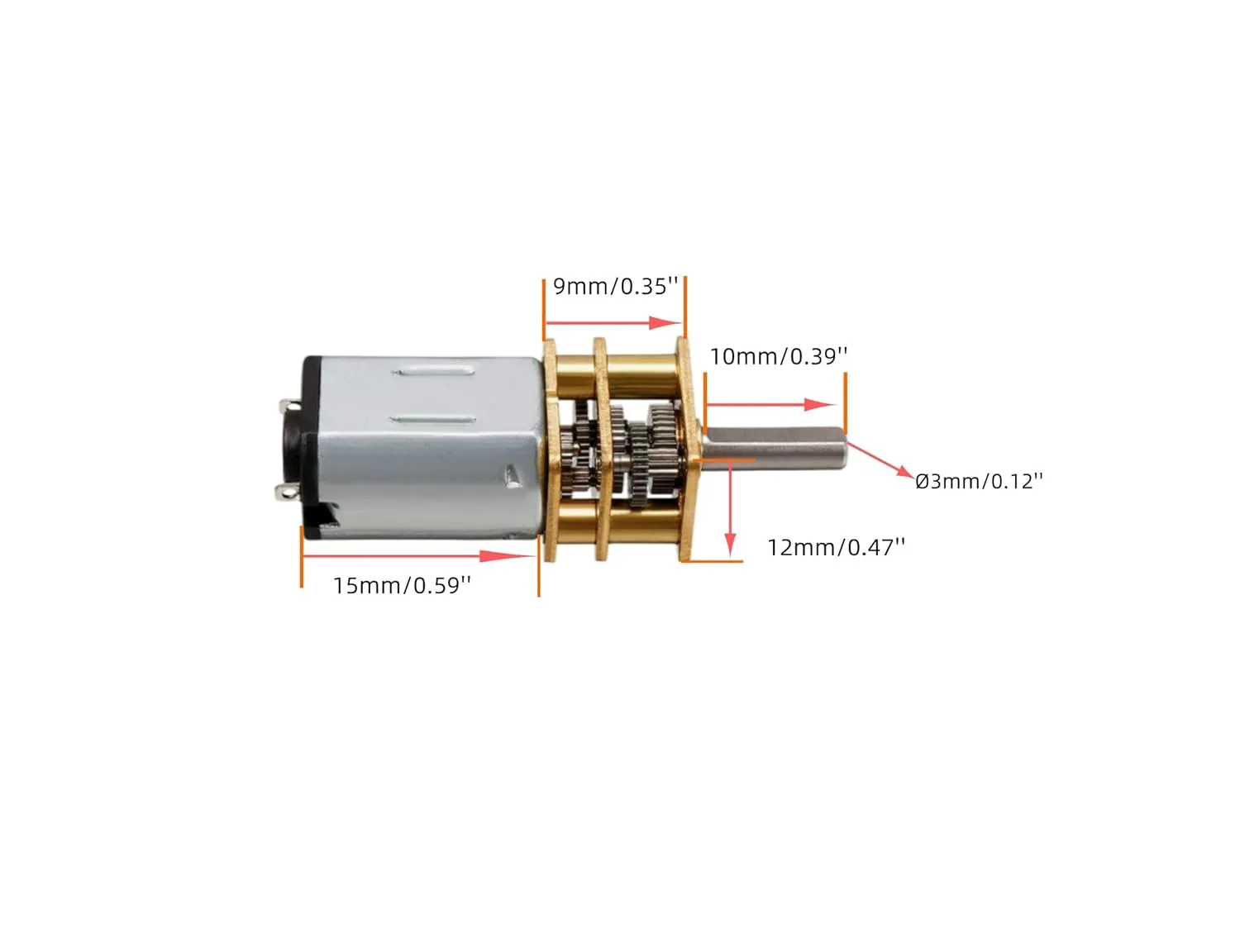 CHANCS N20 DC Mini Metal Gear Motor 3V 3RPM Shaft Length 10mm High Torque Speed Reduction Small Motor for Power Tools 2PCS