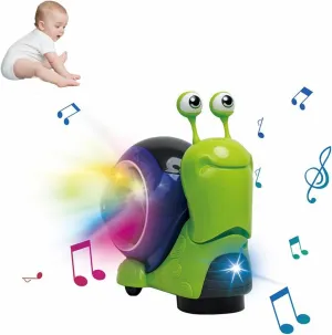Children's Electric Snail Toys, Luminous Snail Toy, Cute Electronic Animal Crawling Toys, Light-Up Walking Dancing Moving Toy with Music, Interactive Sensory Toy for Boys Girls (Green)