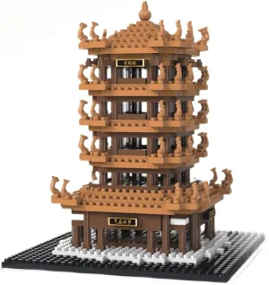 Chinese Architecture Micro Building Blocks Set, Creative Building Set Toys Gifts for Adults and Kids Age 14 ,Yellow Crane Tower Collection Model for Display
