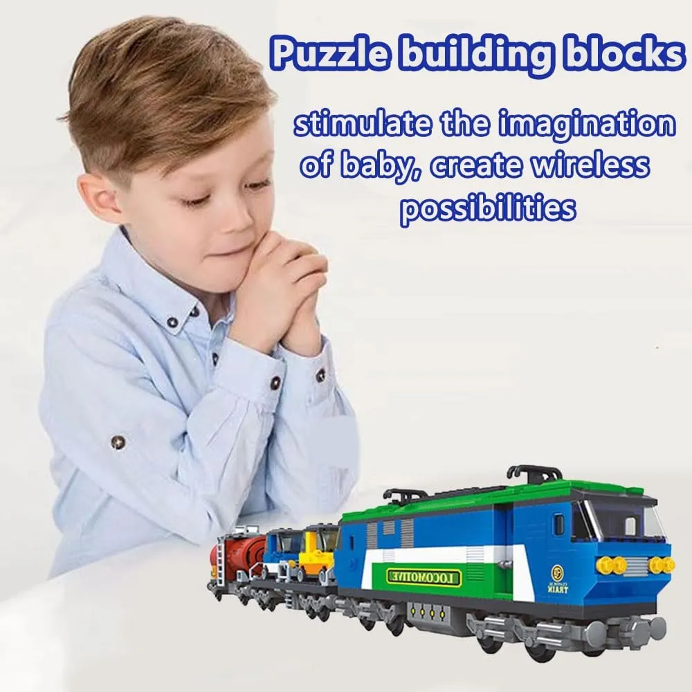 City Train Building Block Toys for Boys Girls Aged 8-12 City Cargo Train Building Bricks Set Model with Train Tracks,Freight Trains Model STEM Toys,573PCS