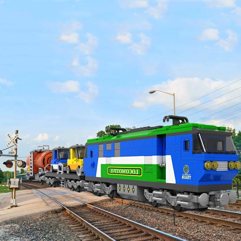 City Train Building Block Toys for Boys Girls Aged 8-12 City Cargo Train Building Bricks Set Model with Train Tracks,Freight Trains Model STEM Toys,573PCS