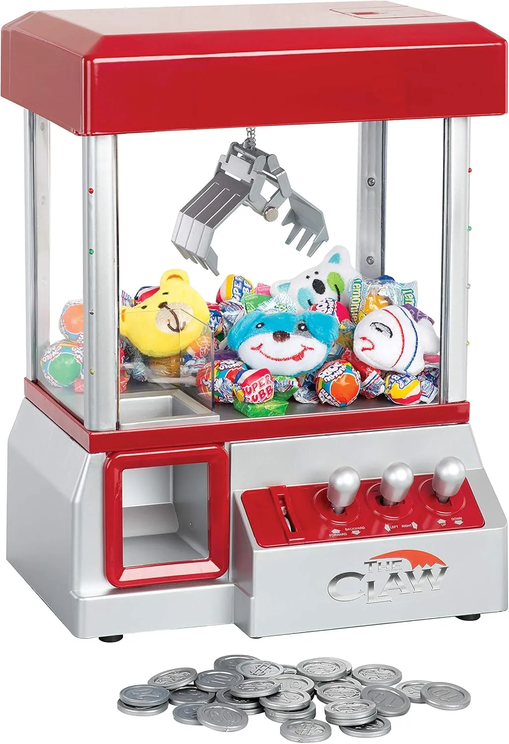 Claw Machine - Arcade Mini Toy Grabber Machine for Kids - Candy Machine- Retro Carnvial Music & Flashing Lights- Best Birthday Gift Game. Use Gumballs, Candy, Toys, or Small Prizes (Red)