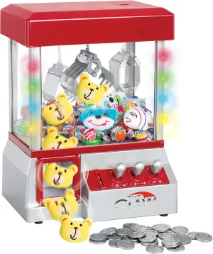 Claw Machine - Arcade Mini Toy Grabber Machine for Kids - Candy Machine- Retro Carnvial Music & Flashing Lights- Best Birthday Gift Game. Use Gumballs, Candy, Toys, or Small Prizes (Red)