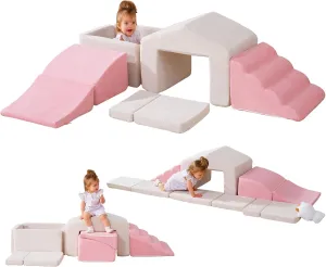 Climbing Toys for Toddlers, Foam Climbing Blocks with Ball Pit, Soft Play Climb and Crawl Activity Playset, Crawling & Sliding Play Set for Toddlers, Foam Blocks Indoor