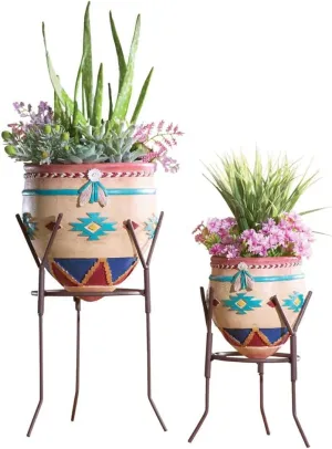 Collections Etc Southwest Garden Planters - Set of 2 NO Size
