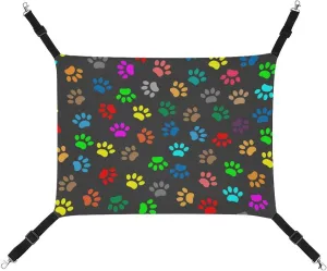 Colorful Dog Paw Print Cat Hanging Hammock Soft Breathable Pet Cage Dog Hammock with Adjustable Straps and Metal Hooks