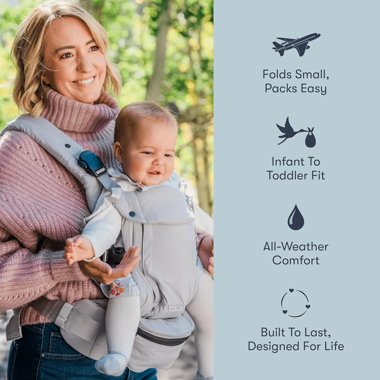 Colugo Baby Carrier - Baby Carrier Newborn to Toddler, Toddler Carrier, Adjustable, Lightweight, Breathable Carrier for Newborn to 33 Pounds (Black)
