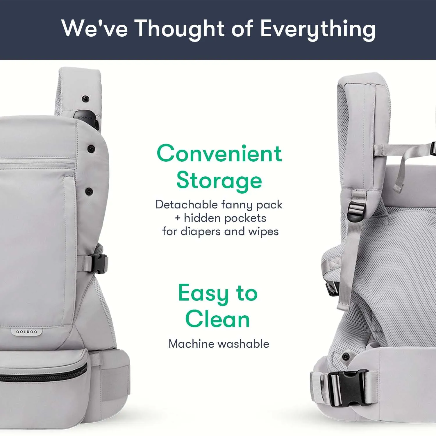 Colugo Baby Carrier - Baby Carrier Newborn to Toddler, Toddler Carrier, Adjustable, Lightweight, Breathable Carrier for Newborn to 33 Pounds (Cool Grey)
