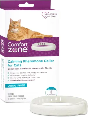 Comfort Zone Cat Calming Collar: 1 30-Day Calming Collar; Cat Pheromones Help Anxiety, Reduce Stress, Urine Marking, Scratching; Indoor or Outdoor Cats; Long-Lasting