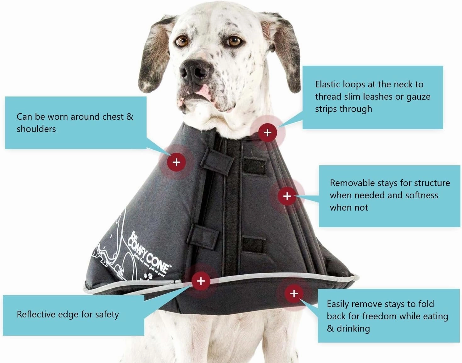 Comfy Cone Pet Cone for Dogs, Cats, X-Large, Black - Comfortable Soft Dog Cone Collar Alternative for After Surgery, Wound Care, Spay, Neuter - Dog and Cat Recovery Elizabethan-Collar