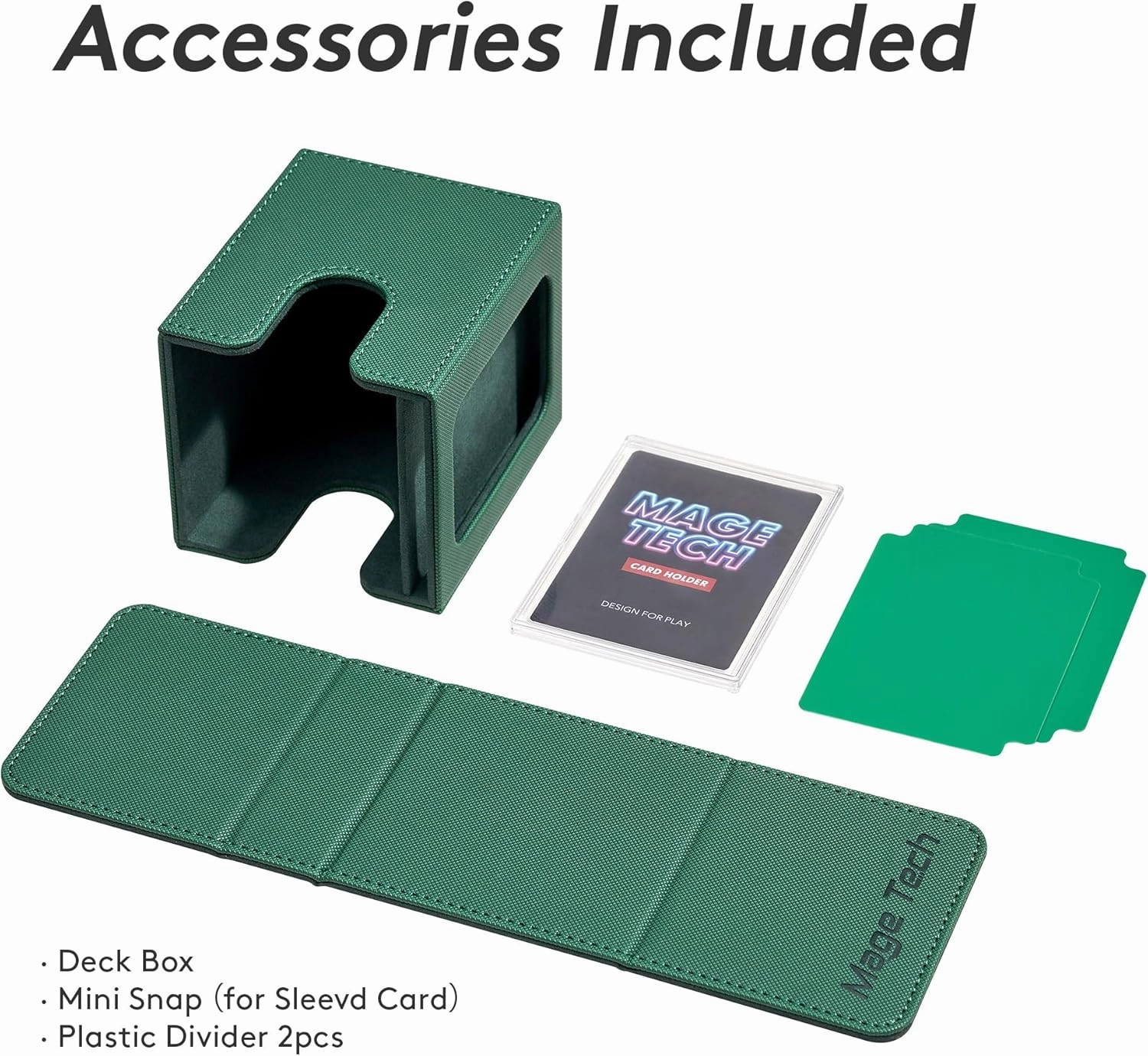 Commander Deck Box Lite - Card Display with Mini Snap Card Holder & Removable Cover, Fits 100  Single-Sleeved Cards, Ideal for MTG, PTCG, OPCG, SWU & More (Green)