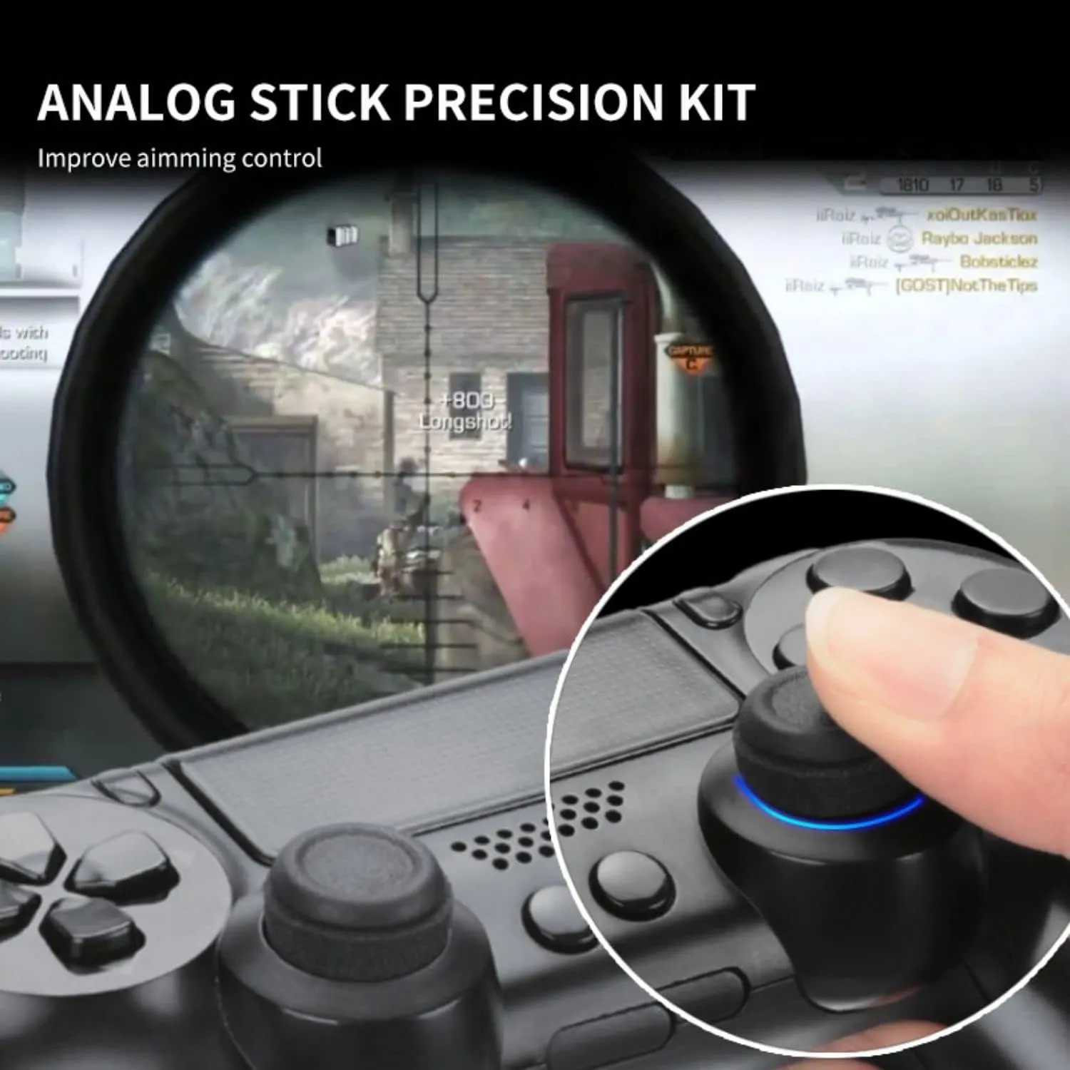 Controller Silicone Case Cover Set for PS4, 1x Rubber Protector Skin with 2X Joystick Thumb Grip Caps and 2X Analog Precision Rings, Compatible with PS4 /Slim/Pro Dualshock 4 Controller - Camo