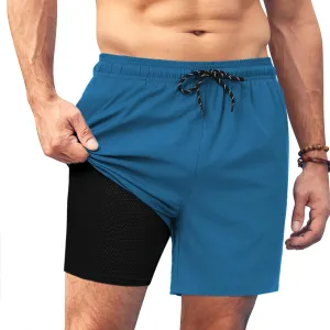 COOFANDY Men Swim Trunk with Compression Liner 2 in 1 Swimwear Bathing Suit Quick Dry Board Short