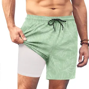 COOFANDY Men Swim Trunk with Compression Liner 2 in 1 Swimwear Bathing Suit Quick Dry Board Short