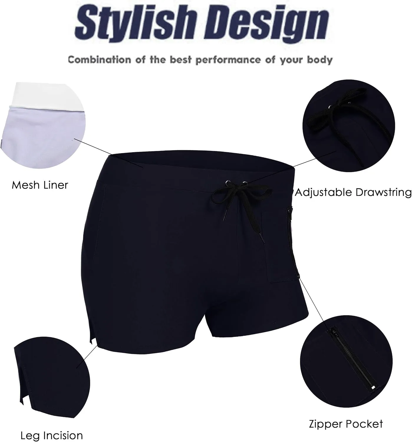 COOFANDY Mens Swim Trunks Swimwear Bathing Suit Swim Brief Square Leg Board Short S-3XL