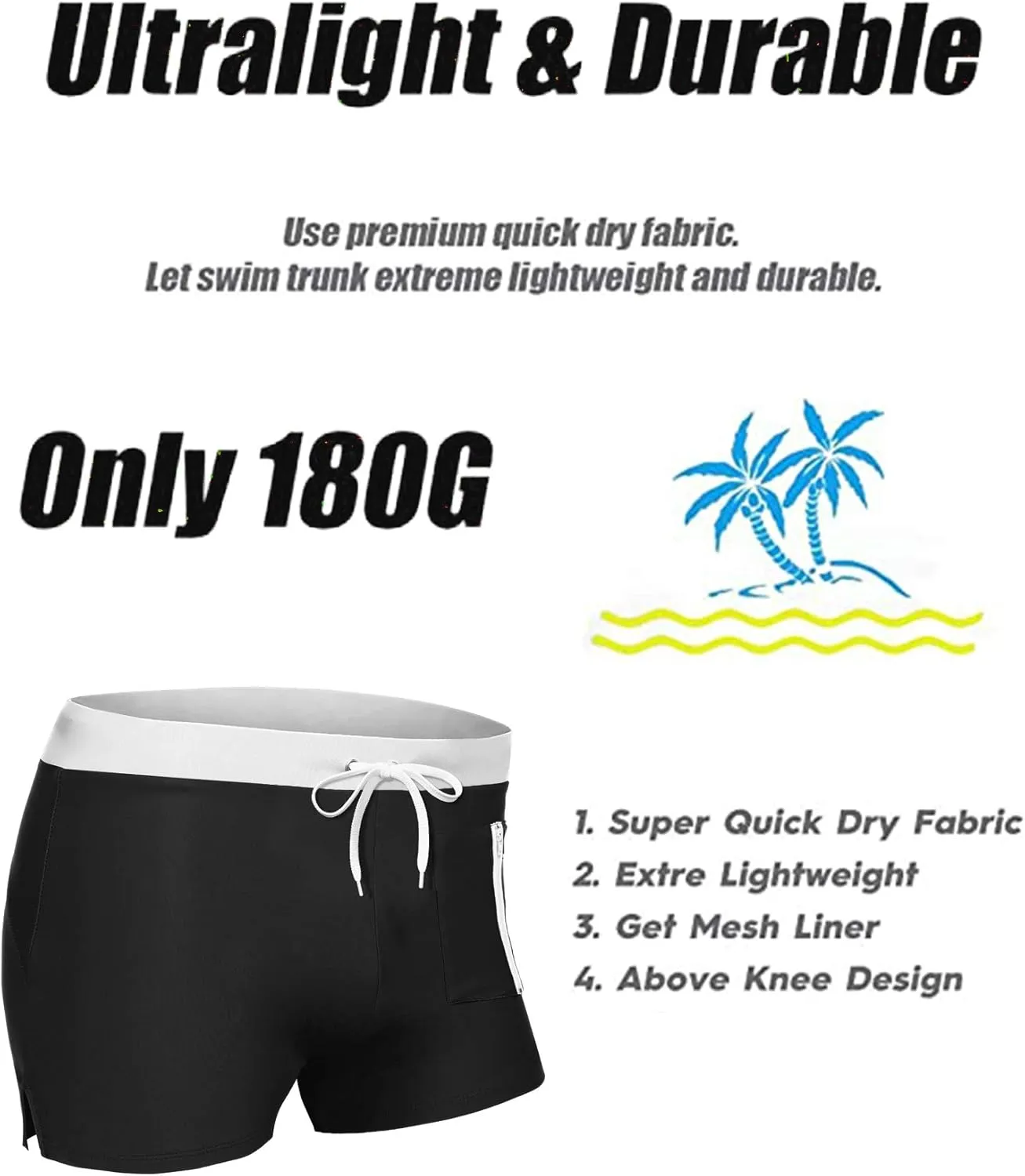 COOFANDY Mens Swim Trunks Swimwear Bathing Suit Swim Brief Square Leg Board Short S-3XL