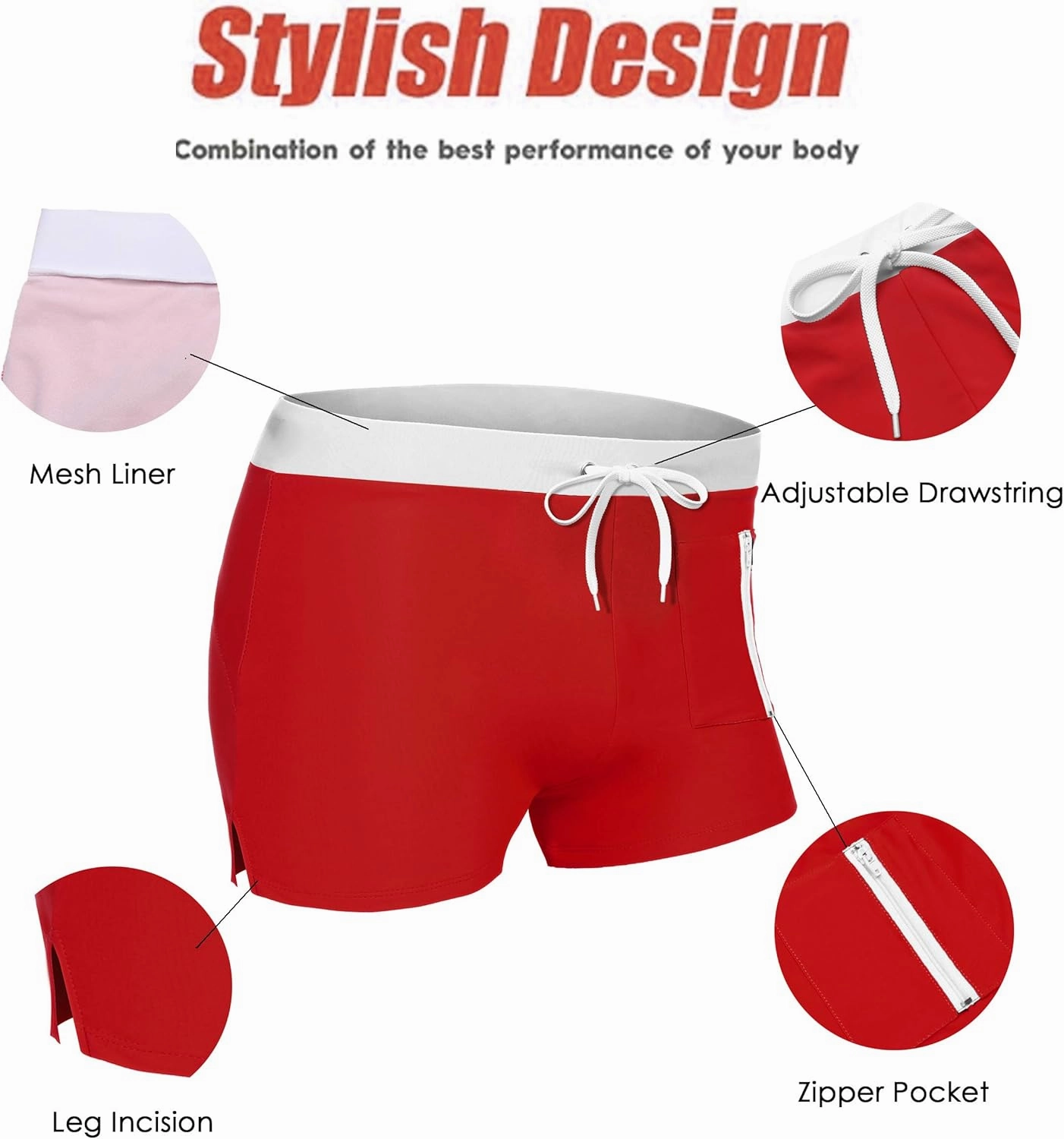 COOFANDY Mens Swim Trunks Swimwear Bathing Suit Swim Brief Square Leg Board Short S-3XL