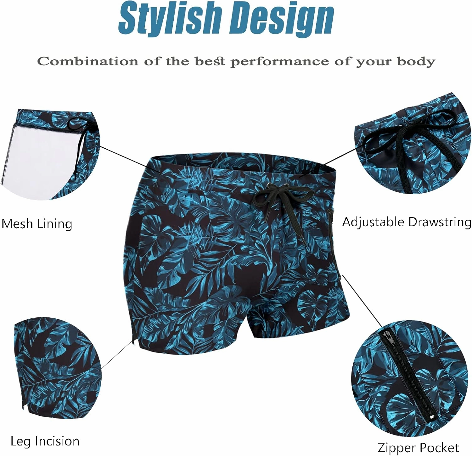 COOFANDY Mens Swim Trunks Swimwear Bathing Suit Swim Brief Square Leg Board Short S-3XL