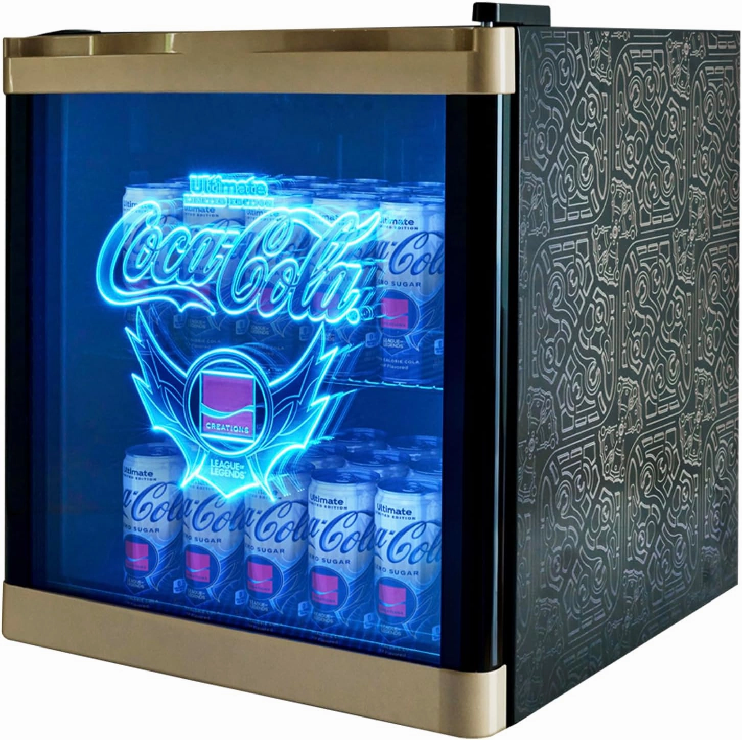Cooluli League of Legends® Ultimate 48L Mini Fridge – Limited Edition Coca-Cola® Exclusive Gaming Room Mini Fridge, Cool LED lighting, Glass Door with Illuminating Logos and Temperature Controls