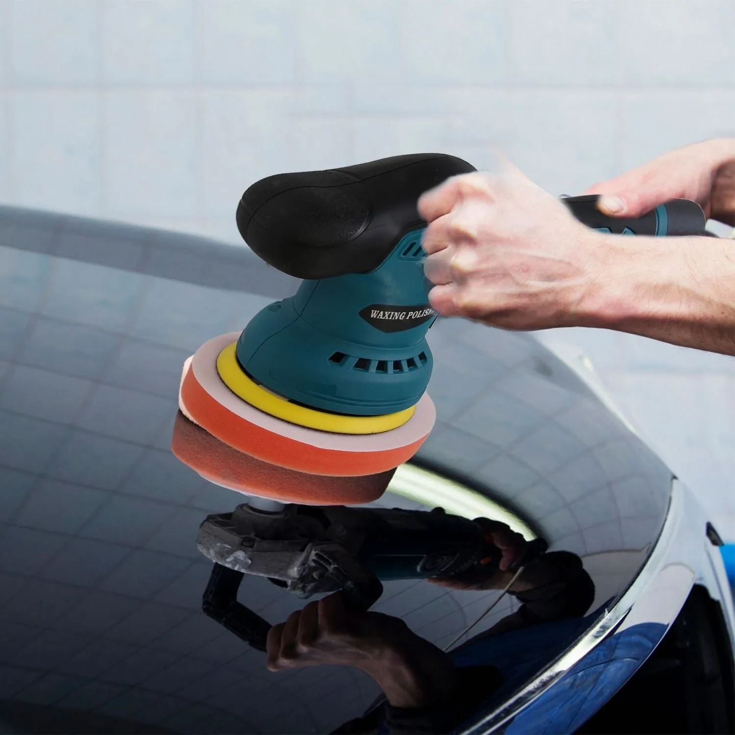 Cordless Car Buffer Polisher with 2Pcs 1500mAh Rechargeable Batteries 8 Speed Levels Wireless Polishing Waxer