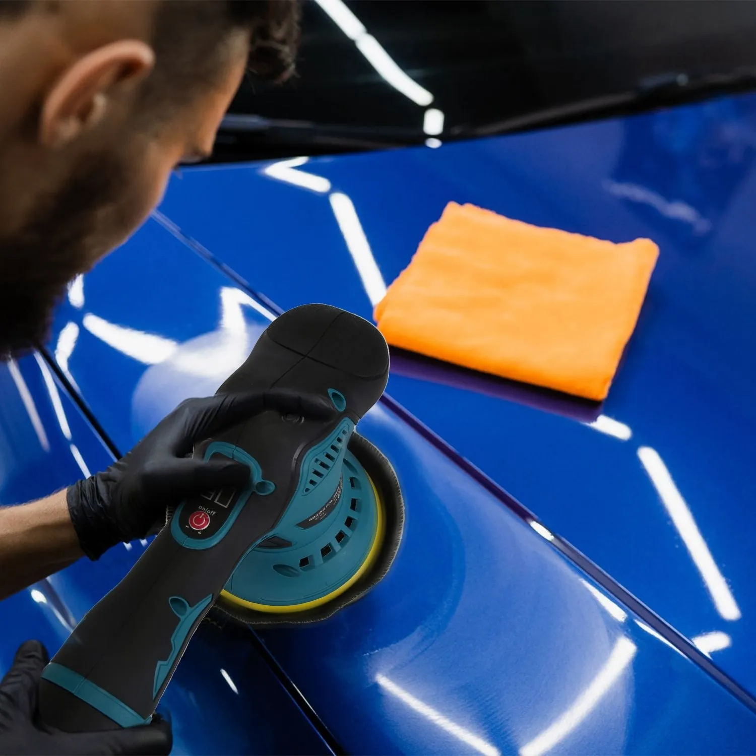 Cordless Car Buffer Polisher with 2Pcs 1500mAh Rechargeable Batteries 8 Speed Levels Wireless Polishing Waxer