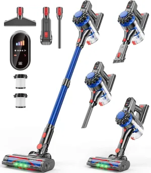 Cordless Vacuum Cleaner, 450W/40Kpa Vacuum Cleaners for Home, 60Mins Stick Vacuum with LED Display, Anti-Tangle & Wall Mount Charging, 8 in 1 Lightweight Vacuum for Hard Floors Carpet Pet Hair
