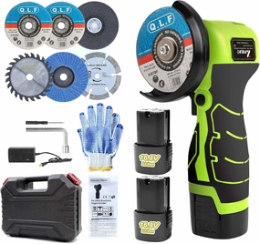 Cordless Brush Angle Grinder Kit, 19500rpm Mini Electric Angle Grinding Tool with 2pcs 16.8V 2000mAh Batteries and 5-Cutting Discs, Grinder Handheld Cutter for Metal Wood