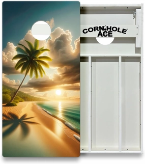 CornholeAce Beach Series All Weather Pro Cornhole Board Set - Waterproof 4x2 Regulation Size, Made in USA, Triple Wide Legs, 3/4" PVC, Official Tournament Boards, Rainproof & Outdoor Ready (2 Boards)