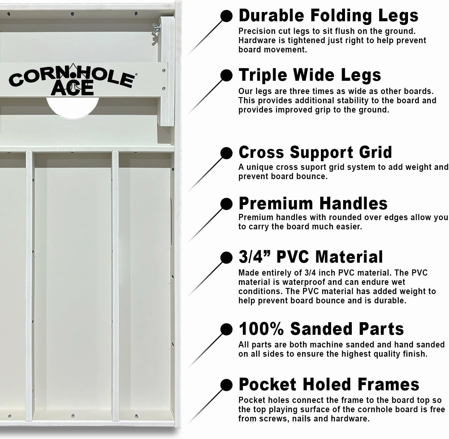 CornholeAce State Flag Series All Weather Pro Cornhole Board Set - Waterproof 4x2 Regulation Size, Made in USA, Triple Wide Legs, 3/4" PVC, Tournament Boards, & Outdoor Ready (2 Boards)