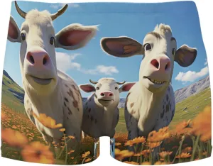 Cow Animal Grassland Mens Swim Trunk Swimwear Bathing Suit Swim Brief Square Leg Board Short S S0403245