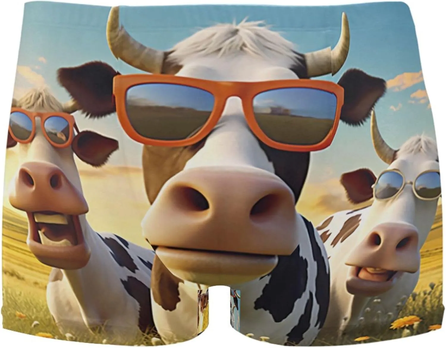 Cow Animal Grassland Mens Swim Trunk Swimwear Bathing Suit Swim Brief Square Leg Board Short S S0403246