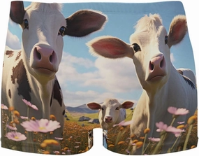 Cow Animal Grassland Mens Swim Trunk Swimwear Bathing Suit Swim Brief Square Leg Board Short S S0403249